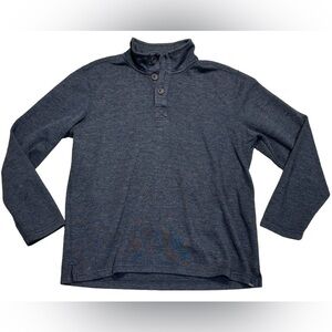 Eddie Bauer Pullover‎ Sweater Mens Size Large Gray 1/4 Button Ribbed Mock Neck
